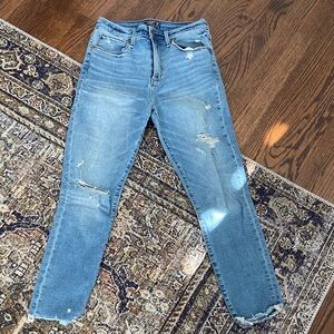 Abercrombie & Fitch Distressed High Rise Super Skinny Ankle Jean (Curve Love)